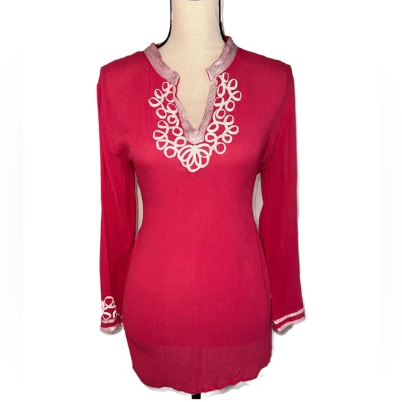Tops - Women's Red Embroidered Top